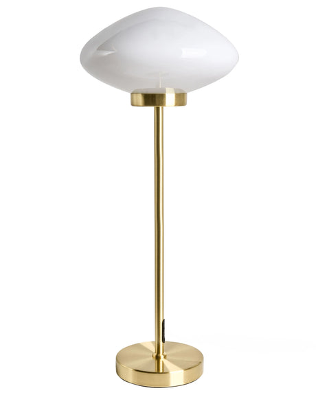 Table Lamp Gold Iron Metal Base Glass Shade White Modern Design Living Room Bedroom Beliani