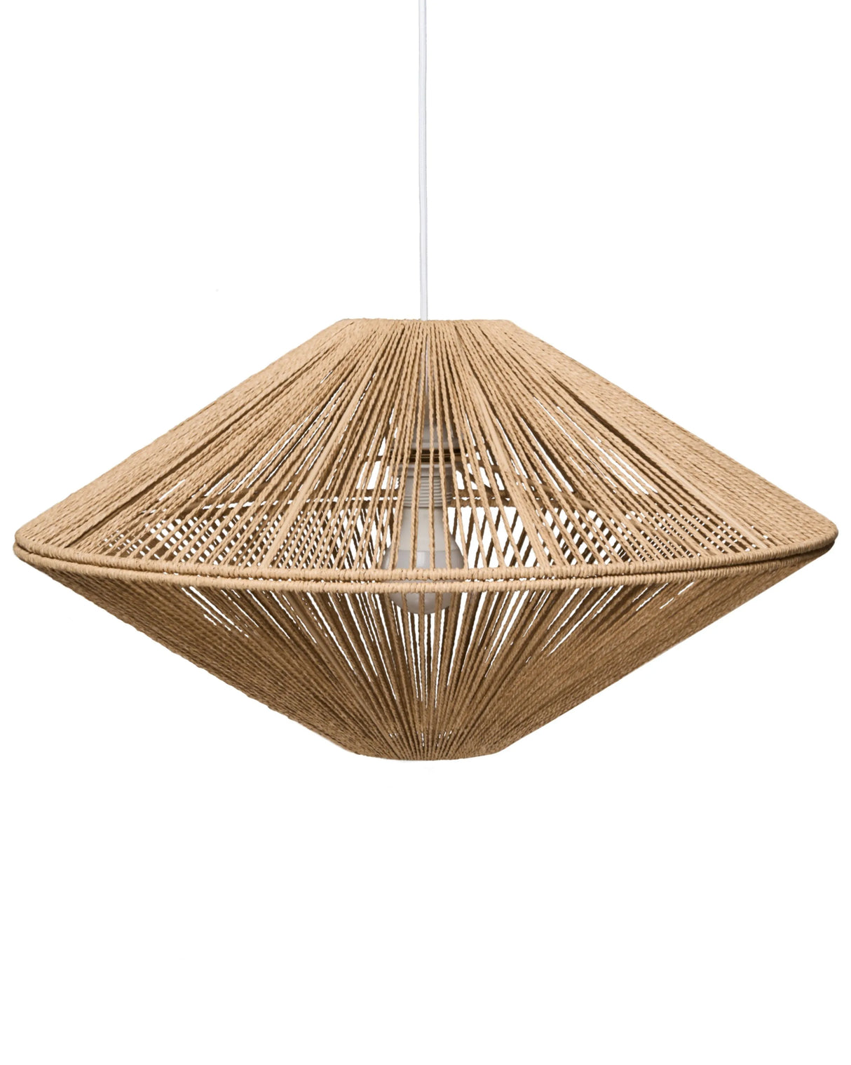 Pendant Lamp Paper Rope Natural Ceiling Light Dining Room Living Room Boho Style Plaited Lampshade Beliani