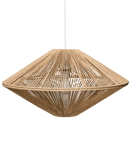 Pendant Lamp Paper Rope Natural Ceiling Light Dining Room Living Room Boho Style Plaited Lampshade Beliani