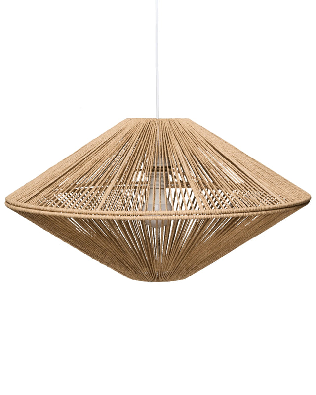 Pendant Lamp Paper Rope Natural Ceiling Light Dining Room Living Room Boho Style Plaited Lampshade Beliani