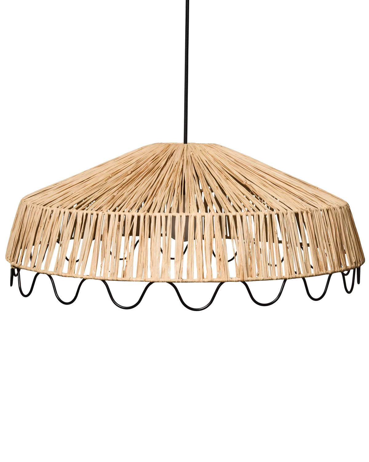 Pendant Lamp Rattan Raffia Natural Ceiling Light Dining Room Living Room Boho Style Hand-Woven Beliani