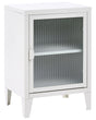 Storage Unit Light Grey Metal Office Cabinet with 2 Shelves Fluted Glass Front Modern Industrial Home Office Beliani