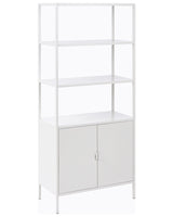 Storage Unit Light Grey Steel Office Cabinet with 5 Shelves Powder Coated Modern Industrial Home Office Beliani