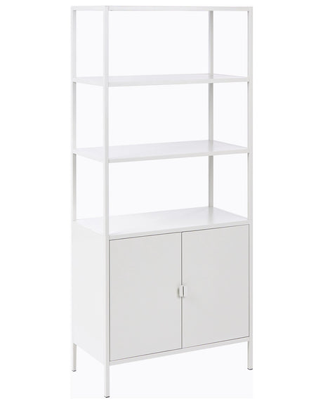 Storage Unit Light Grey Steel Office Cabinet with 5 Shelves Powder Coated Modern Industrial Home Office Beliani