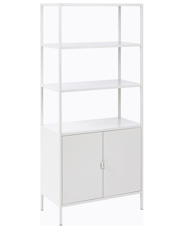 Storage Unit Light Grey Steel Office Cabinet with 5 Shelves Powder Coated Modern Industrial Home Office Beliani