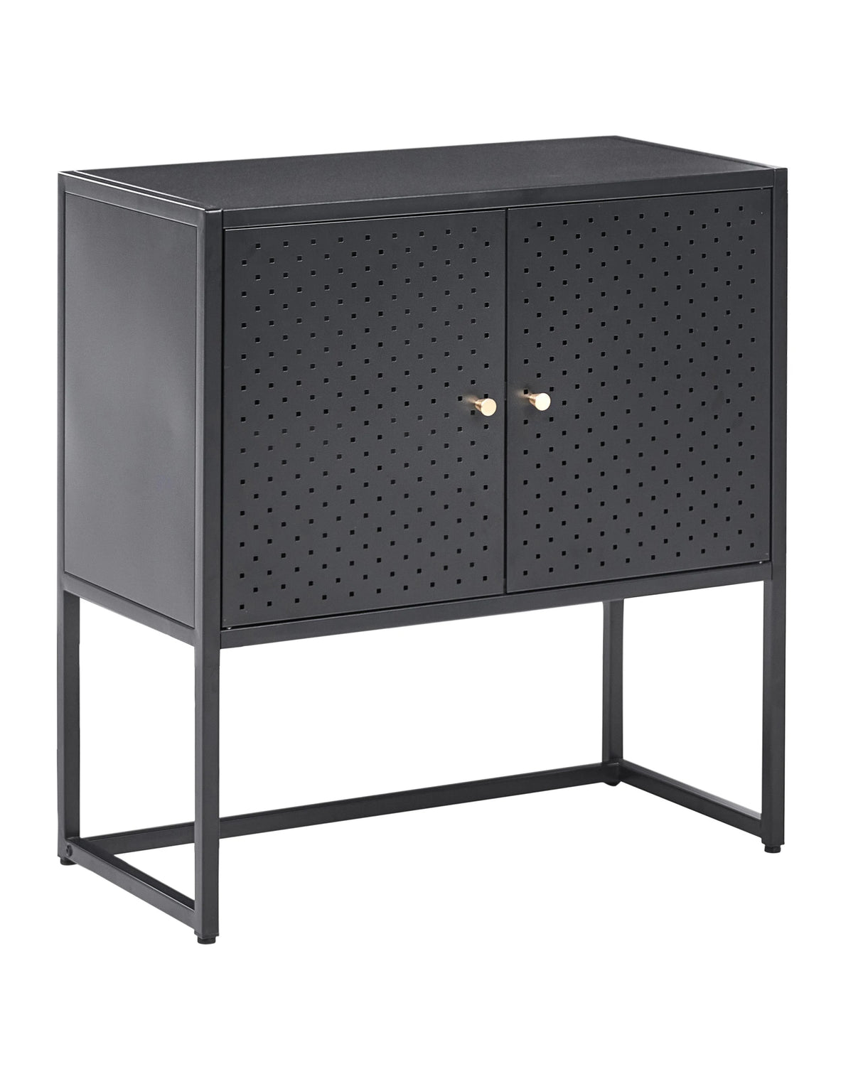 Storage Unit Black Steel Office Cabinet with 2 Shelves Powder Coated Modern Industrial Home Office Beliani