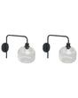 Wall Lamp Black Iron Glass Drum Shade Light Bedroom Living Room Modern Industrial Beliani