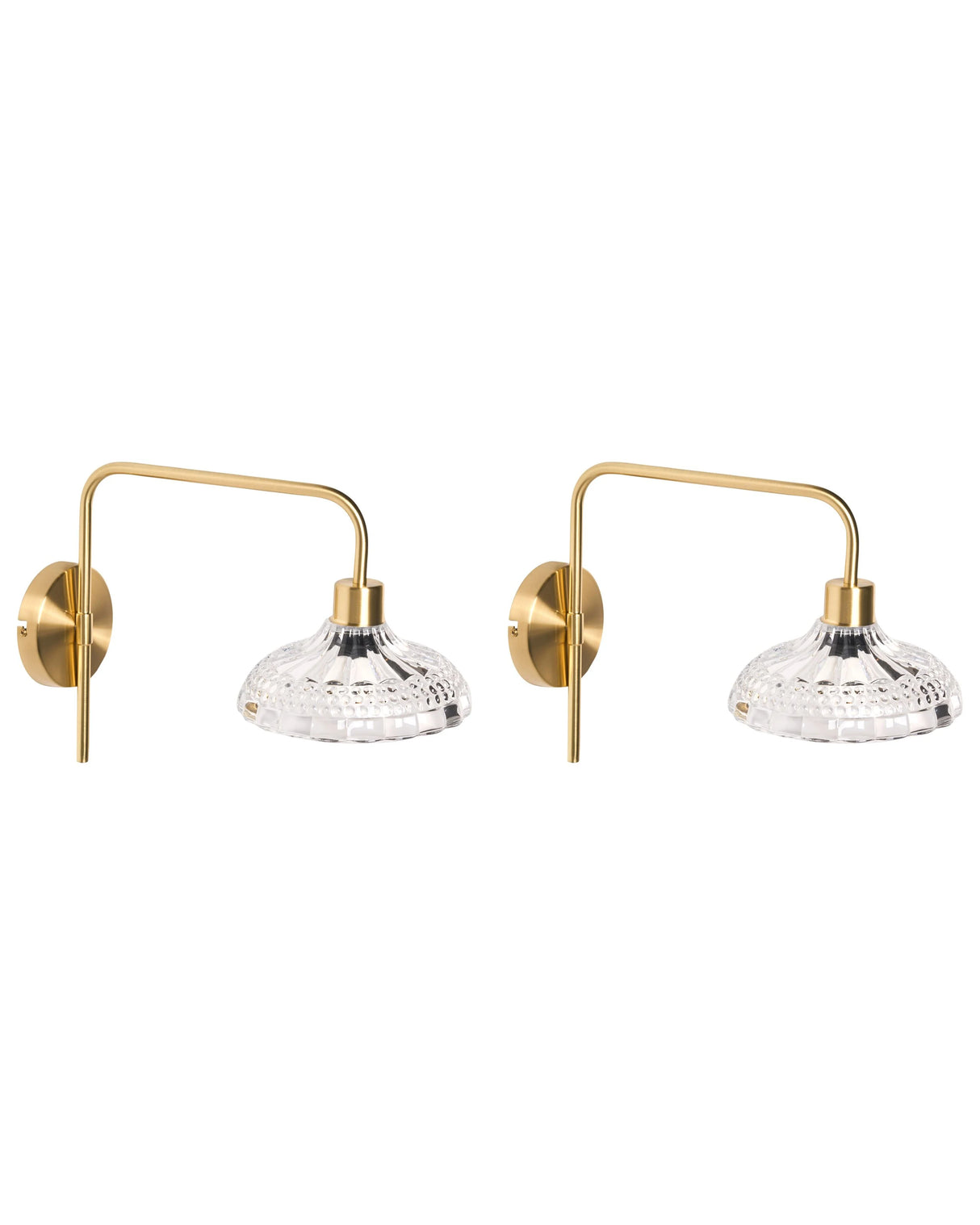 Wall Lamp Gold Iron Glass Drum Shade Light Bedroom Living Room Modern Industrial Beliani