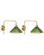 Glam Set of 2 Wall Lamps Gold Metal Base Green Glass Shade Bedroom Living Room Modern Glam Beliani