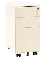 Storage Cabinet Light Beige Metal with 3 Drawers Key Lock Castors Industrial Modern Home Office Garage Beliani