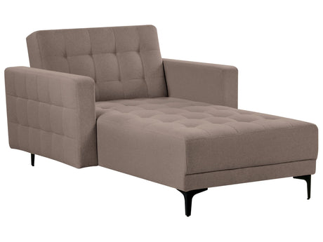 Chaise Lounge Taupe Fabric Tufted Modern Living Room Reclining Day Bed Black Legs Track Arms Beliani
