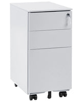 Storage Cabinet Light Grey Metal with 3 Drawers Key Lock Castors Industrial Modern Home Office Garage Beliani