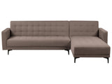 Left Hand Corner Sofa Bed Taupe Fabric Tufted Modern L-Shaped Modular 4 Seater L Chaise Longue Beliani