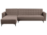 Right Hand Corner Sofa Bed Taupe Fabric Tufted Modern L-Shaped Modular 4 Seater L Chaise Longue Beliani