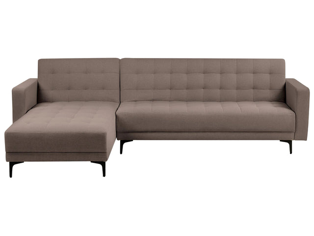 Right Hand Corner Sofa Bed Taupe Fabric Tufted Modern L-Shaped Modular 4 Seater L Chaise Longue Beliani