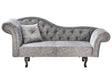 Chaise Lounge Grey Velvet Button Tufted Upholstery Left Hand with Cushion Retro Traditional Style Easy Clean Pet Friendly Beliani