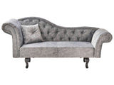 Chaise Lounge Grey Velvet Button Tufted Upholstery Left Hand with Cushion Retro Traditional Style Easy Clean Pet Friendly Beliani