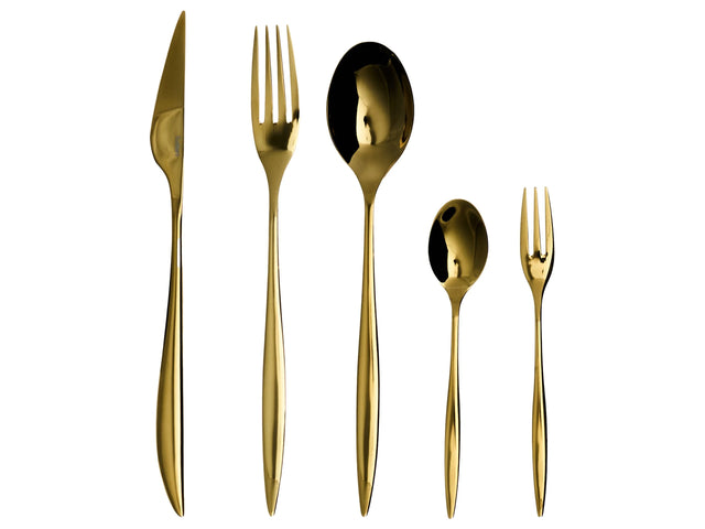 Cutlery Set Gold Stainless Steel 30 Pieces for Every Occasion Knife Spoon Fork Teaspoon Cake Fork Modern Design Beliani