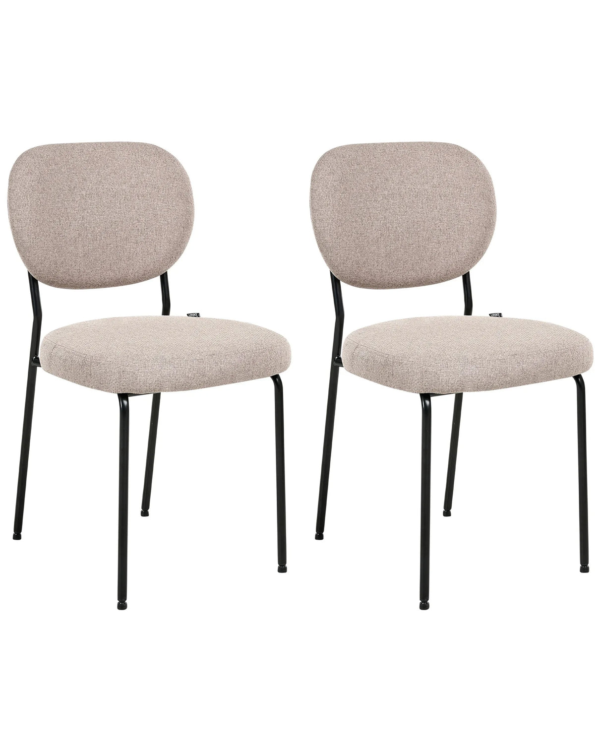 Set of 2 Dining Chairs Light Brown Fabric Upholstery Armless Design Easy Clean Minimalistic Scandinavian Beliani