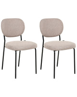 Set of 2 Dining Chairs Light Brown Fabric Upholstery Armless Design Easy Clean Minimalistic Scandinavian Beliani