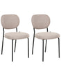 Set of 2 Dining Chairs Light Brown Fabric Upholstery Armless Design Easy Clean Minimalistic Scandinavian Beliani