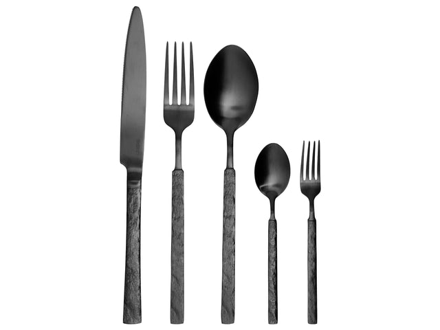 Cutlery Set Black Stainless Steel 30 Pieces for Every Occasion Knife Spoon Fork Teaspoon Cake Fork Modern Design Beliani