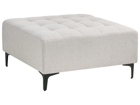 Ottoman Light Grey Fabric Tufted Fabric Modern Living Room Square Footstool Black Legs Beliani