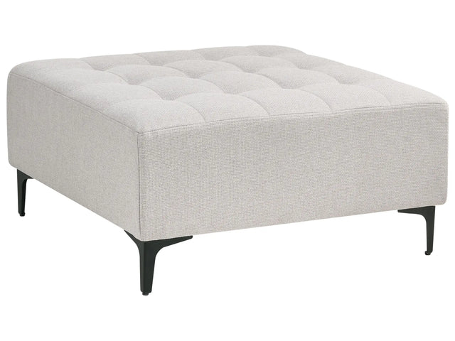 Ottoman Light Grey Fabric Tufted Fabric Modern Living Room Square Footstool Black Legs Beliani