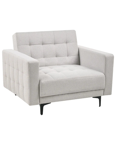 Armchair Light Grey Fabric Tufted Fabric Modern Living Room Reclining Chair Black Legs Track Arm Beliani
