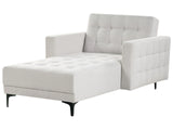 Chaise Lounge Light Grey Fabric Tufted =Modern Living Room Reclining Day Bed Black Legs Track Arms Beliani