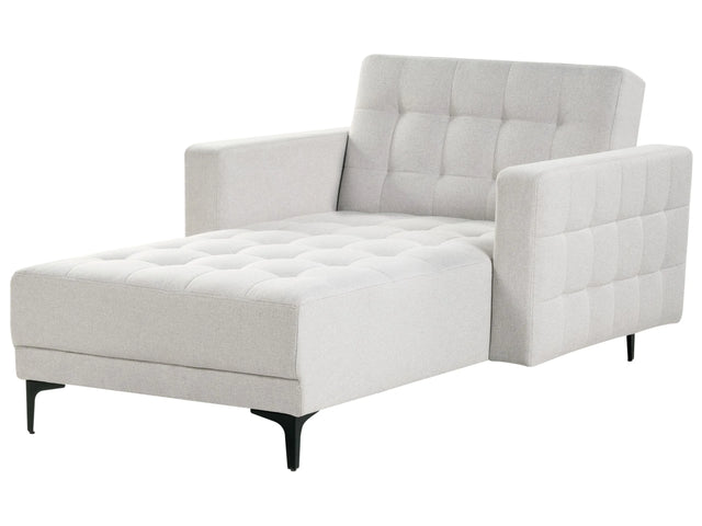 Chaise Lounge Light Grey Fabric Tufted =Modern Living Room Reclining Day Bed Black Legs Track Arms Beliani