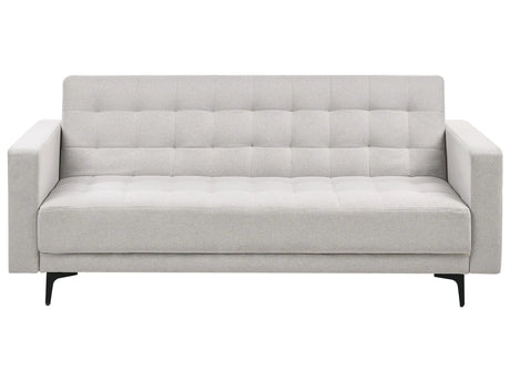 Sofa Bed Light Grey Fabric Tufted Modern Living Room Modular 3 Seater Black Legs Track Arm Beliani