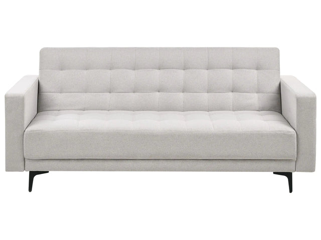 Sofa Bed Light Grey Fabric Tufted Modern Living Room Modular 3 Seater Black Legs Track Arm Beliani