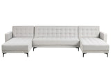 Corner Sofa Bed Light Grey Fabric Tufted Modern U-Shaped Modular 5 Seater with Chaise Lounges Beliani
