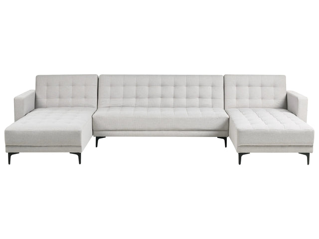 Corner Sofa Bed Light Grey Fabric Tufted Modern U-Shaped Modular 5 Seater with Chaise Lounges Beliani