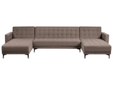 Corner Sofa Bed Taupe Fabric Tufted Modern U-Shaped Modular 5 Seater with Chaise Lounges Beliani