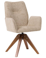 Swivel Dining Chair Beige Faux Linen Water-Repellent Fabric High Backrest Scandinavian Style Beliani