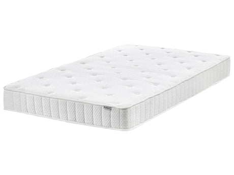 Double Sided Mattress White Fabric EU Small Double Size Medium Hard Beliani