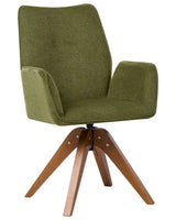 Swivel Dining Chair Green Faux Linen Water-Repellent Fabric High Backrest Scandinavian Style Beliani