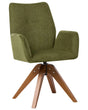 Swivel Dining Chair Green Faux Linen Water-Repellent Fabric High Backrest Scandinavian Style Beliani