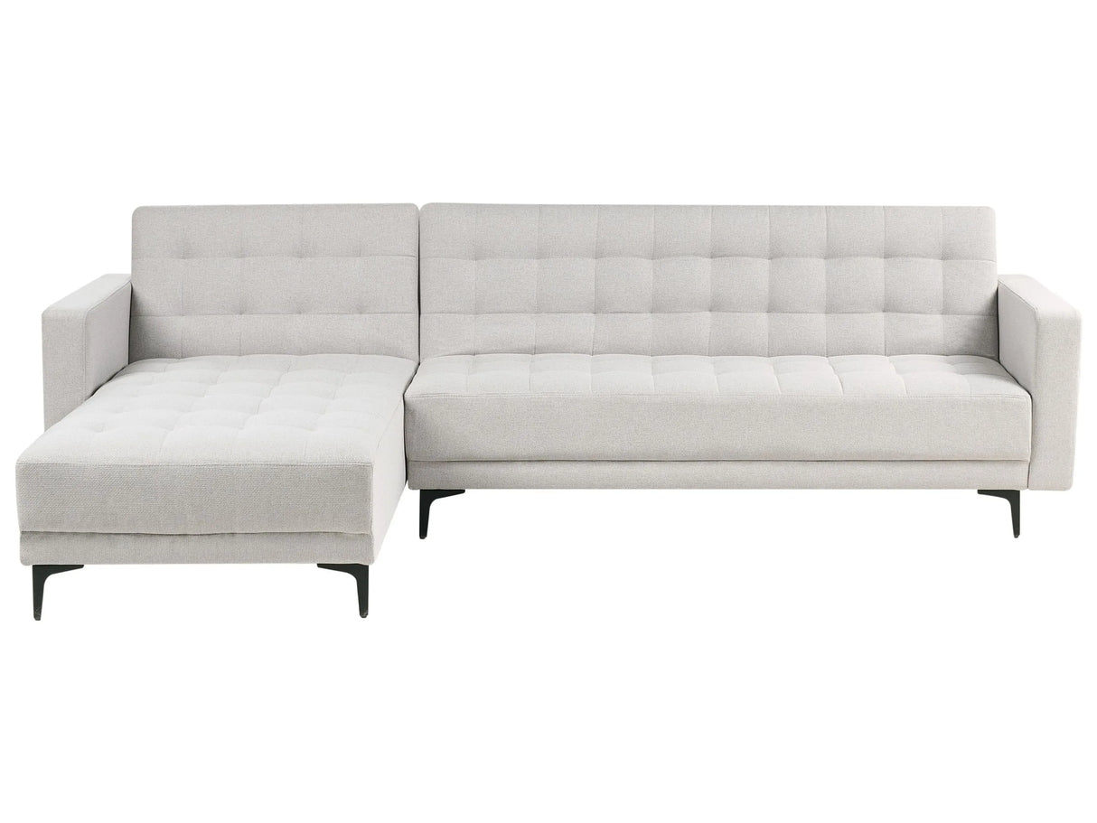 Right Hand Corner Sofa Bed Light Grey Fabric Tufted Modern L-Shaped Modular 4 Seater L Chaise Longue Beliani