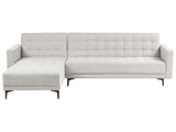 Right Hand Corner Sofa Bed Light Grey Fabric Tufted Modern L-Shaped Modular 4 Seater L Chaise Longue Beliani
