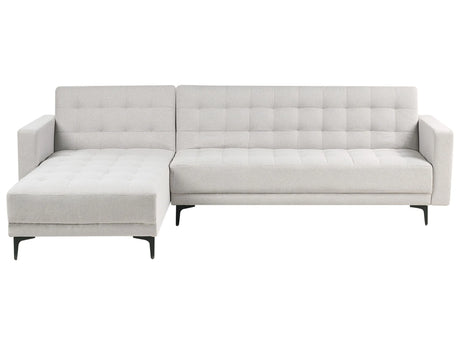 Right Hand Corner Sofa Bed Light Grey Fabric Tufted Modern L-Shaped Modular 4 Seater L Chaise Longue Beliani
