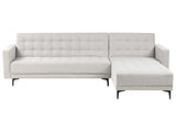 Left Hand Corner Sofa Bed Light Grey Fabric Tufted Modern L-Shaped Modular 4 Seater L Chaise Longue Beliani