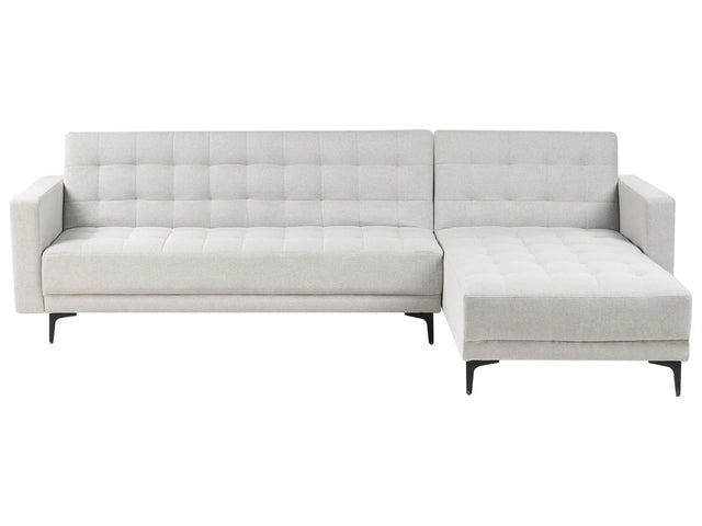Left Hand Corner Sofa Bed Light Grey Fabric Tufted Modern L-Shaped Modular 4 Seater L Chaise Longue Beliani