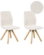 Set of 2 Boucle Swivel Dining Chairs Off-White Fabric Upholstery Metal Rotating Wooden Legs Base Beliani