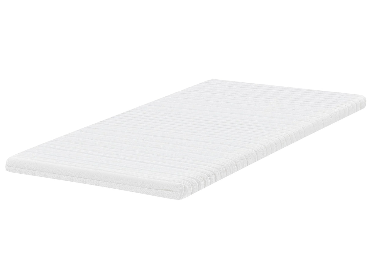 Mattress Topper White Memory Foam Polyester Cover EU Small Double Size Comfort Layer Pad Beliani