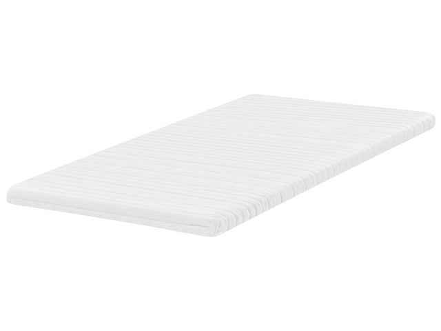 Mattress Topper White Memory Foam Polyester Cover EU Small Double Size Comfort Layer Pad Beliani