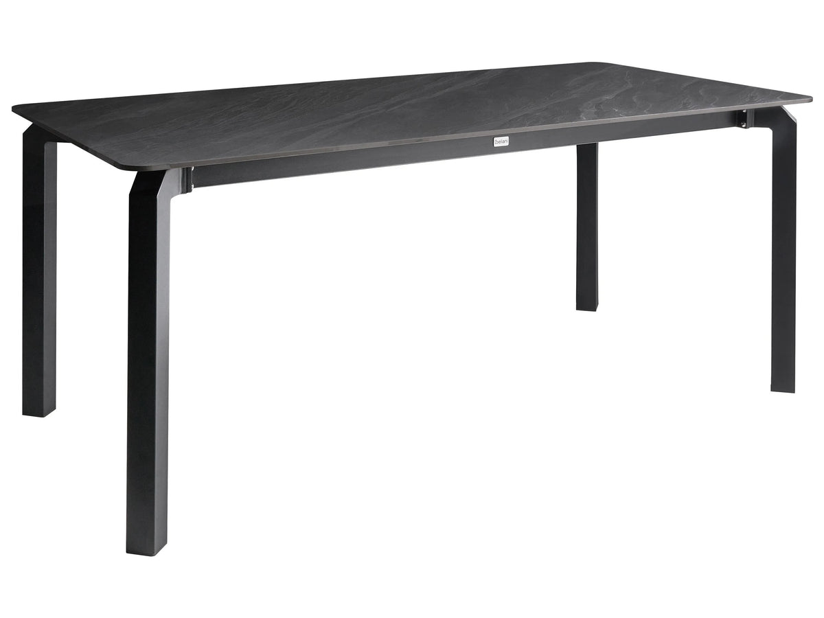 Garden Dining Table Black Marble Sintered Stone Top Iron Frame UV Water Rust Resistant Outdoor Indoor Dining Room Patio Modern Style Beliani