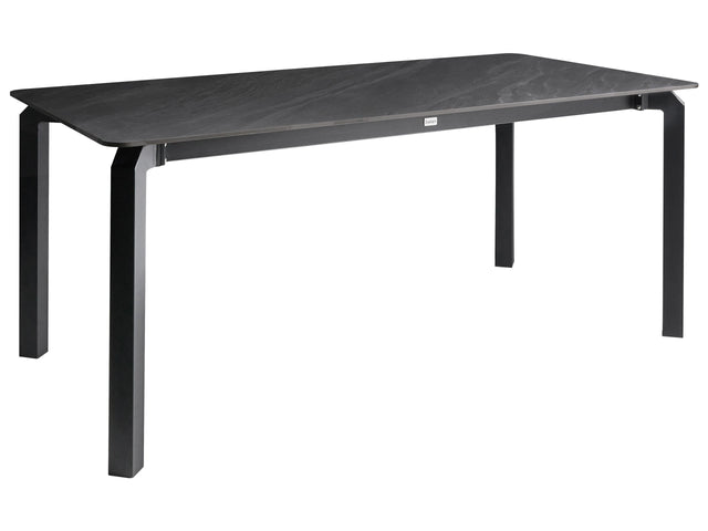 Garden Dining Table Black Marble Sintered Stone Top Iron Frame UV Water Rust Resistant Outdoor Indoor Dining Room Patio Modern Style Beliani
